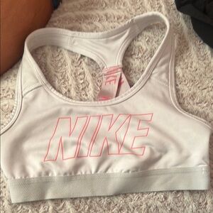 Nike White Sports Bra with Pink Accents